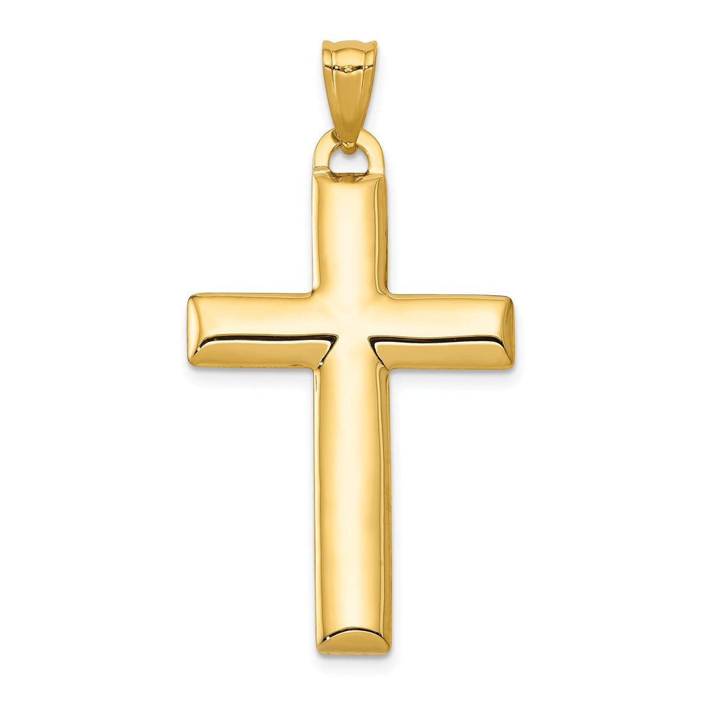 14K Gold Rhodium Reversible Cross Pendant Polished Two-Tone Sophisticated Design