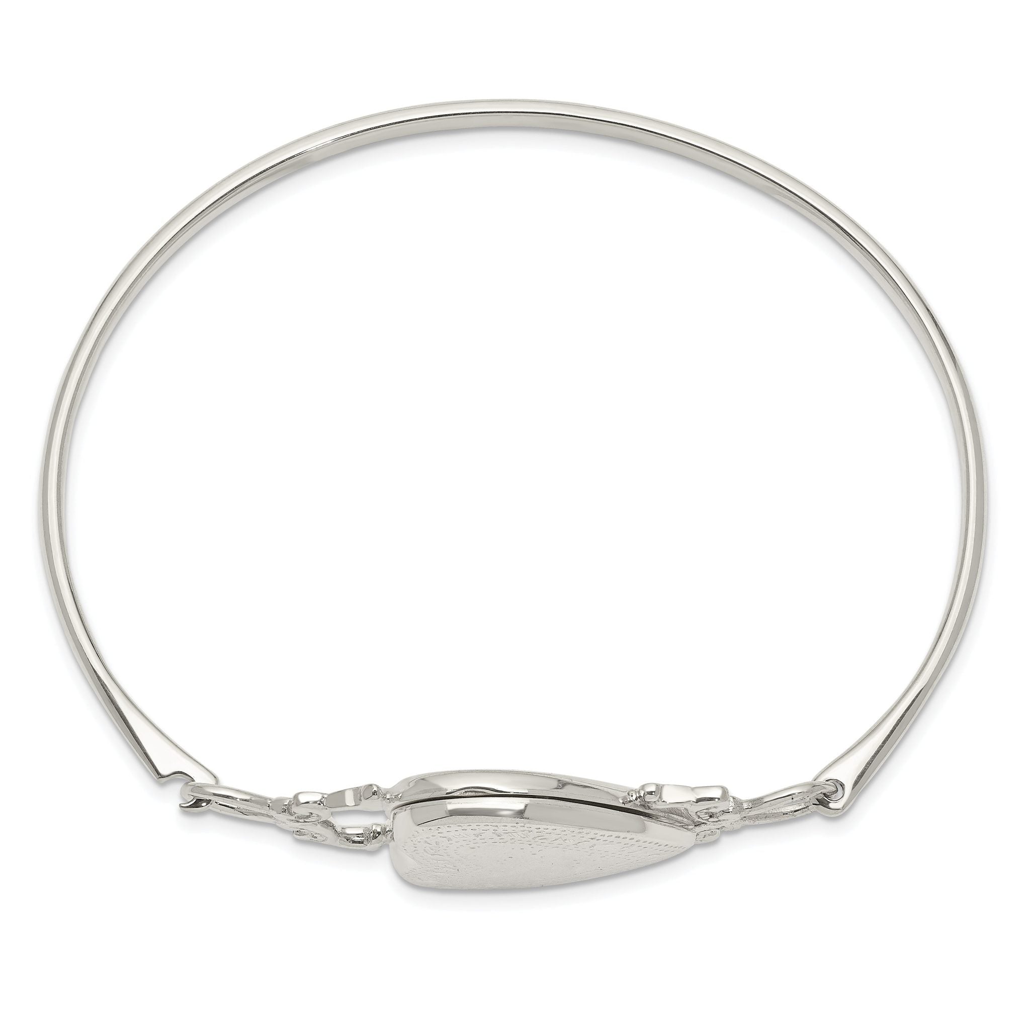 Sterling Silver 925 Heart Locket Bangle with Flexible Design Secondary image
