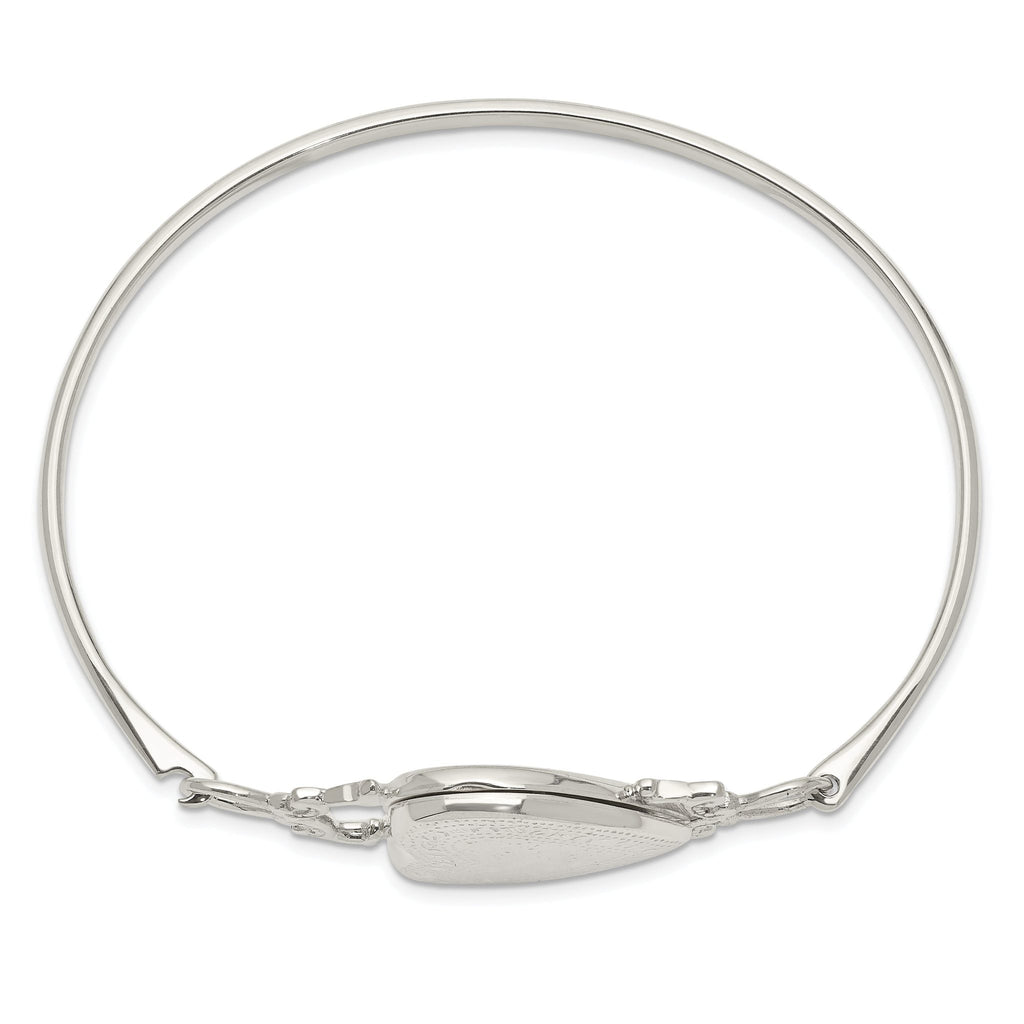 Sterling Silver 925 Heart Locket Bangle with Flexible Design