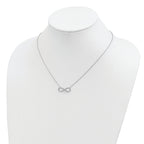 Sterling Silver Rhodium-plated with CZ Infinity With  2 IN EXT Necklace