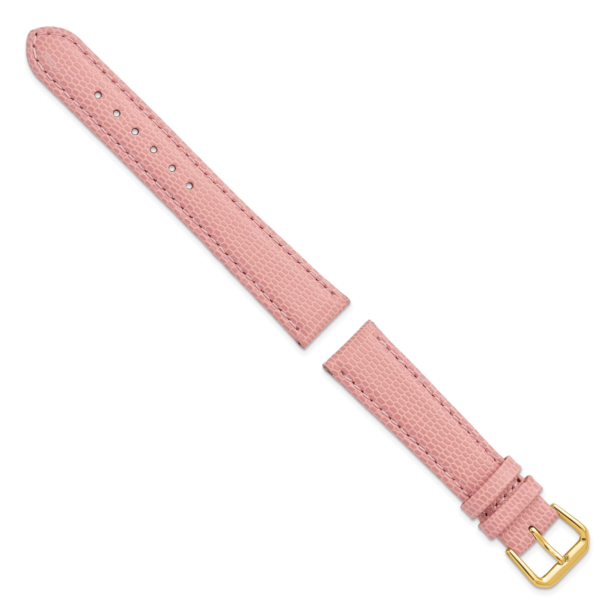 Pink Lizard-Grain Leather Watch Band in Gold-Tone Buckle, 20mm