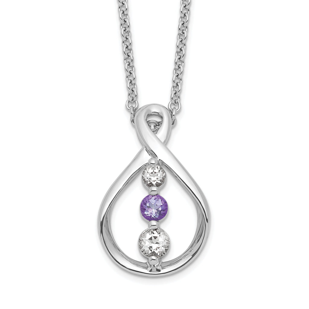White & Purple Topaz Runzi Necklace in Sterling Silver