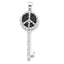 Sterling Silver Black and Clear CZ Peace Sign Key Pendant