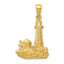14K Gold Men's Lighthouse Pendant with Polished Textured Finish