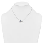 Sterling Silver Rhodium-plated Polished Multicolor CZ LOVE 16 Inch with 2 Inch Extension Necklace