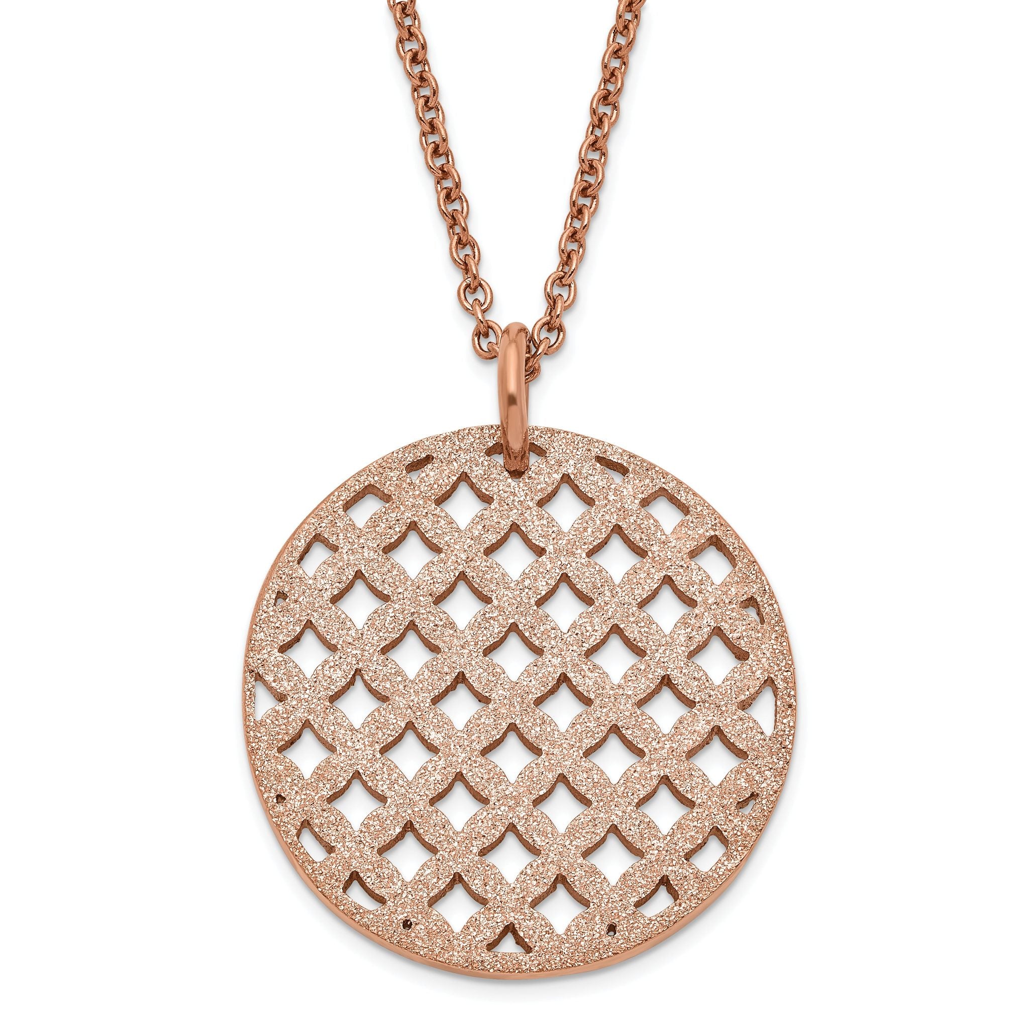 Rose-Tone Textured Circle Necklace in Stainless Steel Main image