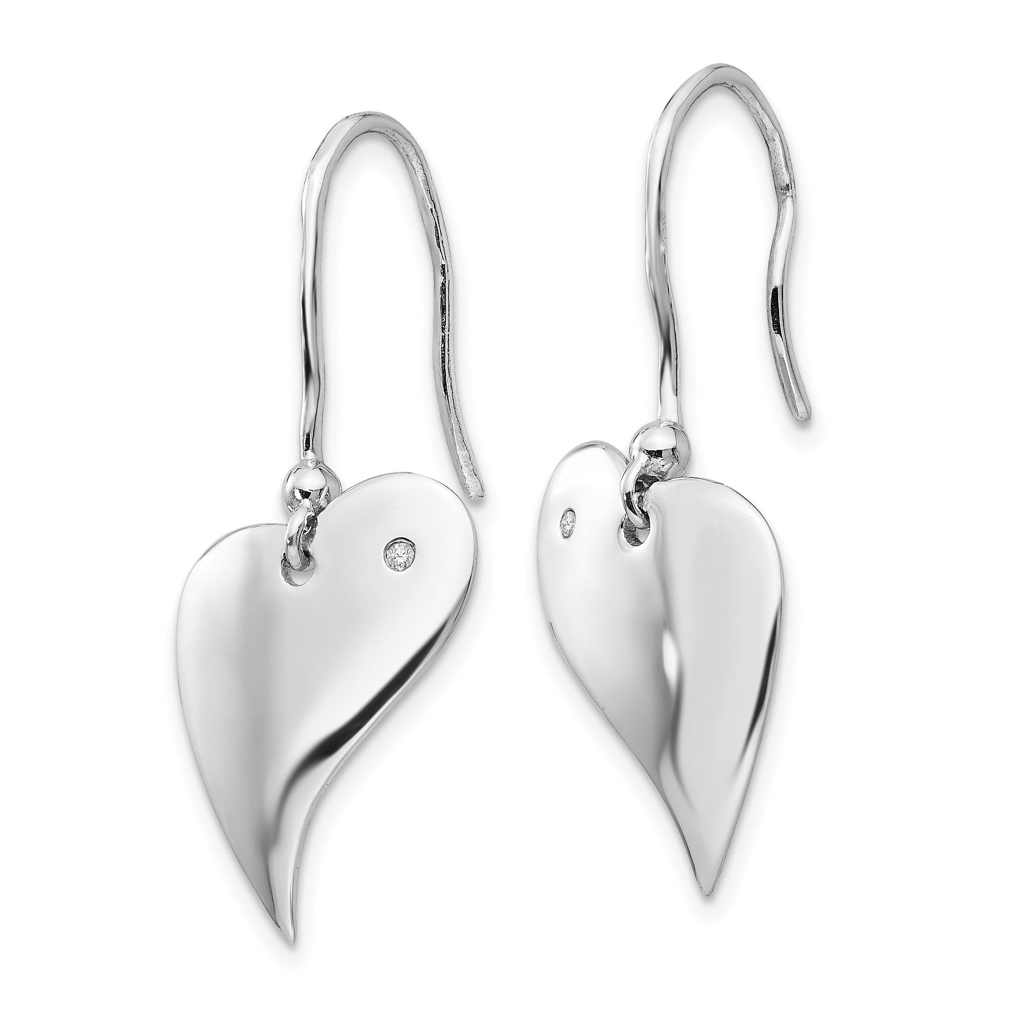 Sophia Jewelers Sterling Silver Diamond Heart Earrings with Rhodium Polish Secondary image