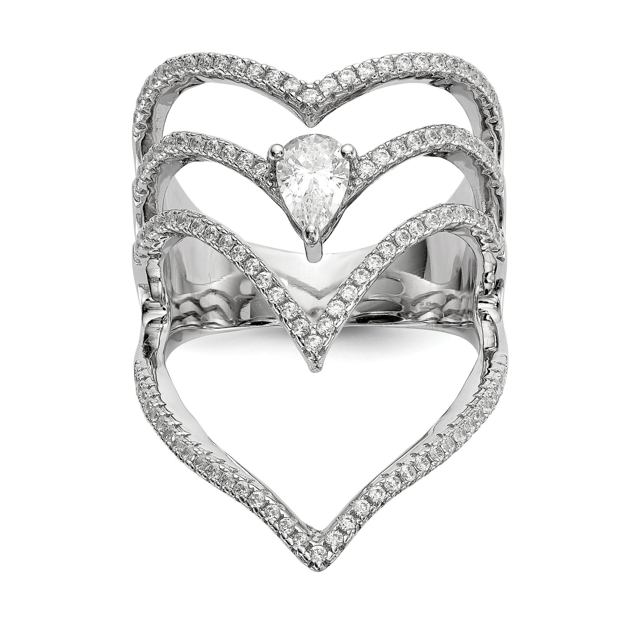 Pure Fire Sterling Silver Rhod-plated CZ Ring Main image