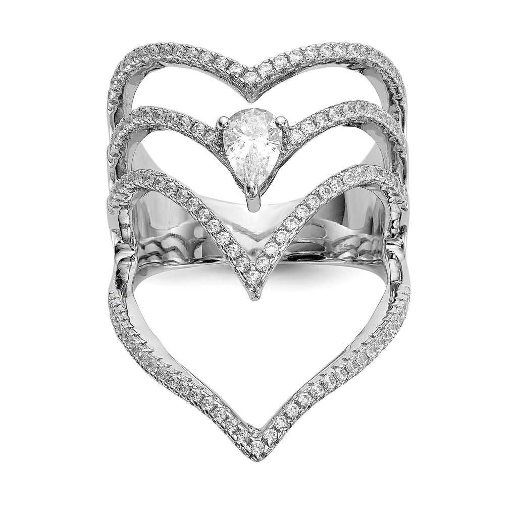 Pure Fire Sterling Silver Rhod-plated CZ Ring