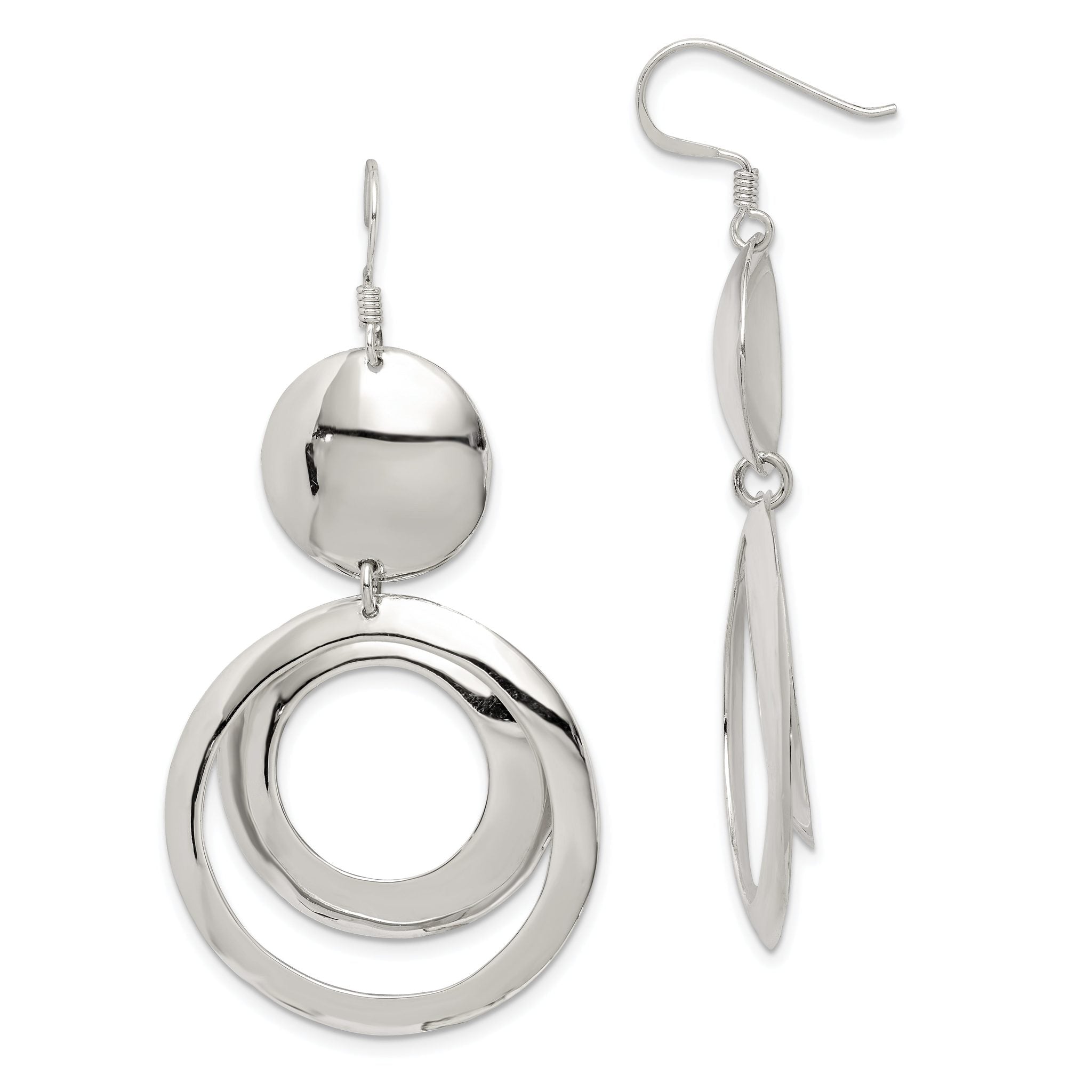 Sterling Silver Polished Fancy Circle Dangle Earrings Main image