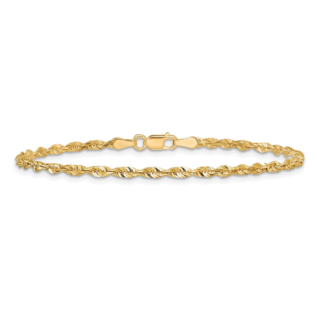 14K 7 inch 2.5mm Ultra Diamond-cut Rope with Lobster Clasp Chain