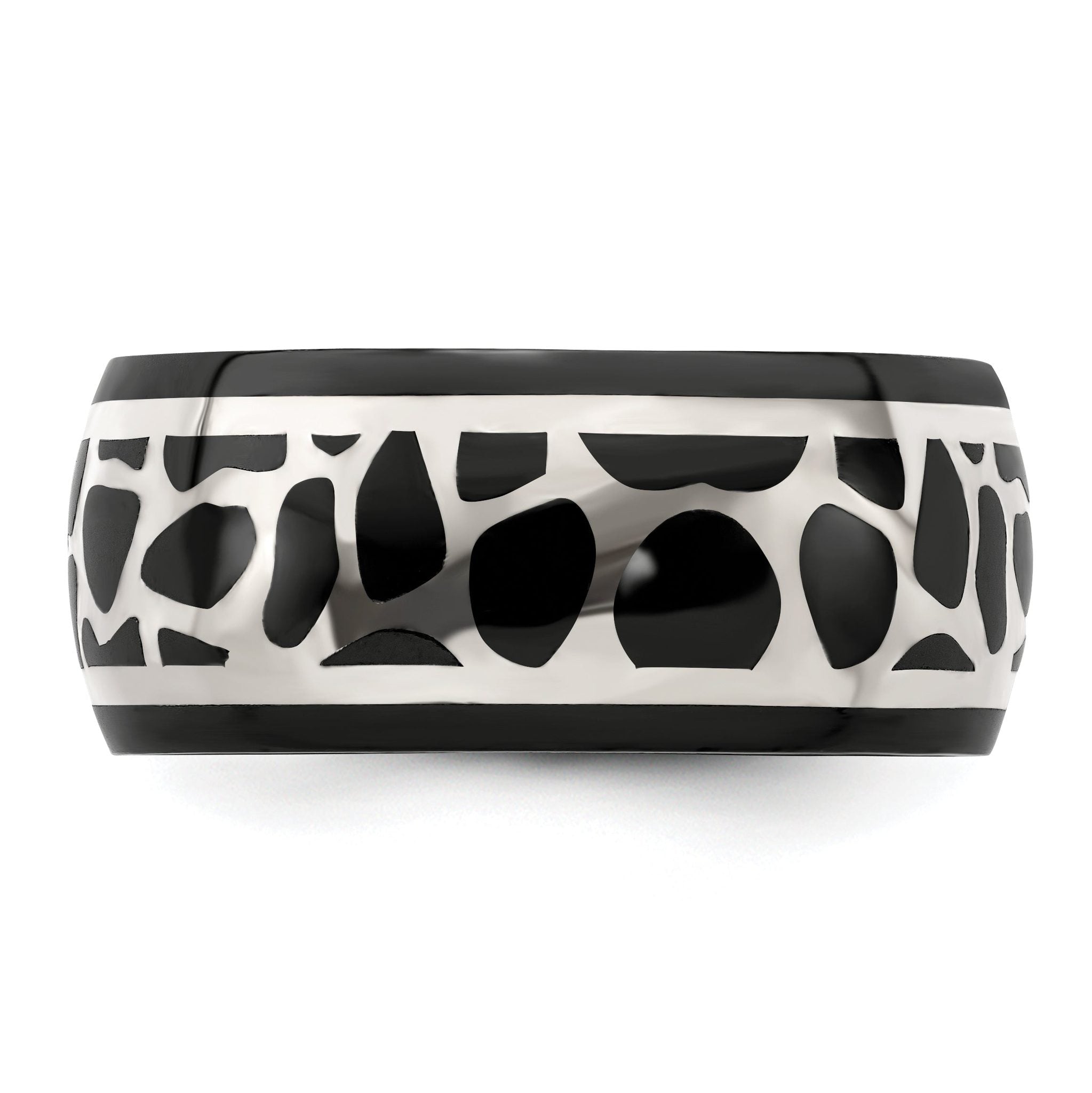 Edward Mirell Black Titanium Sterling Silver Two-Tone Polished Wedding Band