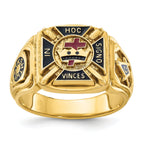 14k Men's Polished and Textured with Multi-color Enamel Knights Templar Masonic Ring