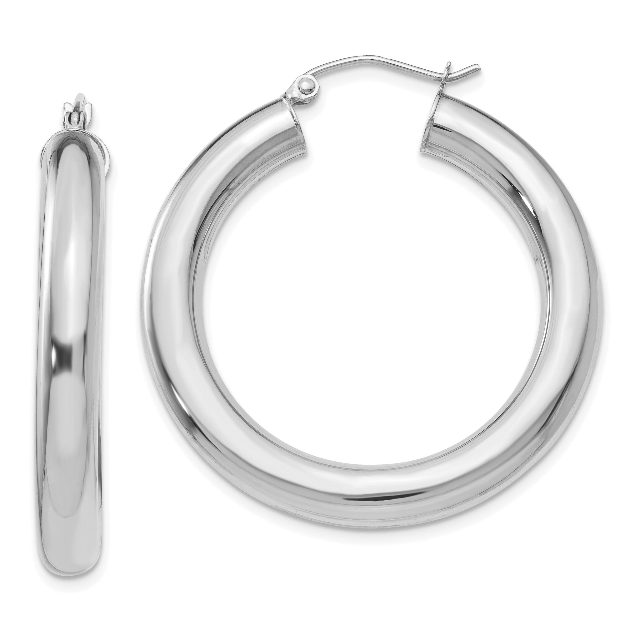 14k White Gold Polished 5mm Lightweight Hoop Earrings Main image