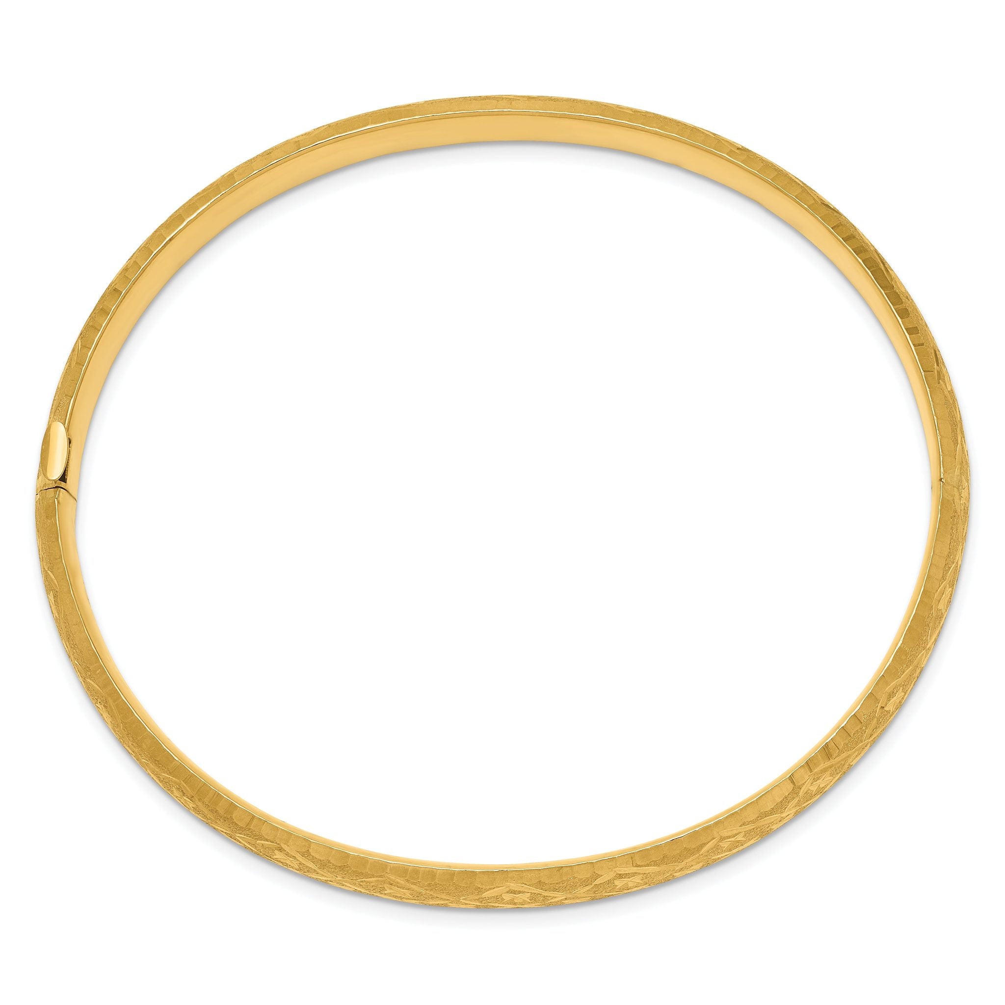 14k 4/16 Diamond-cut Fancy Hinged Bangle Bracelet Secondary image