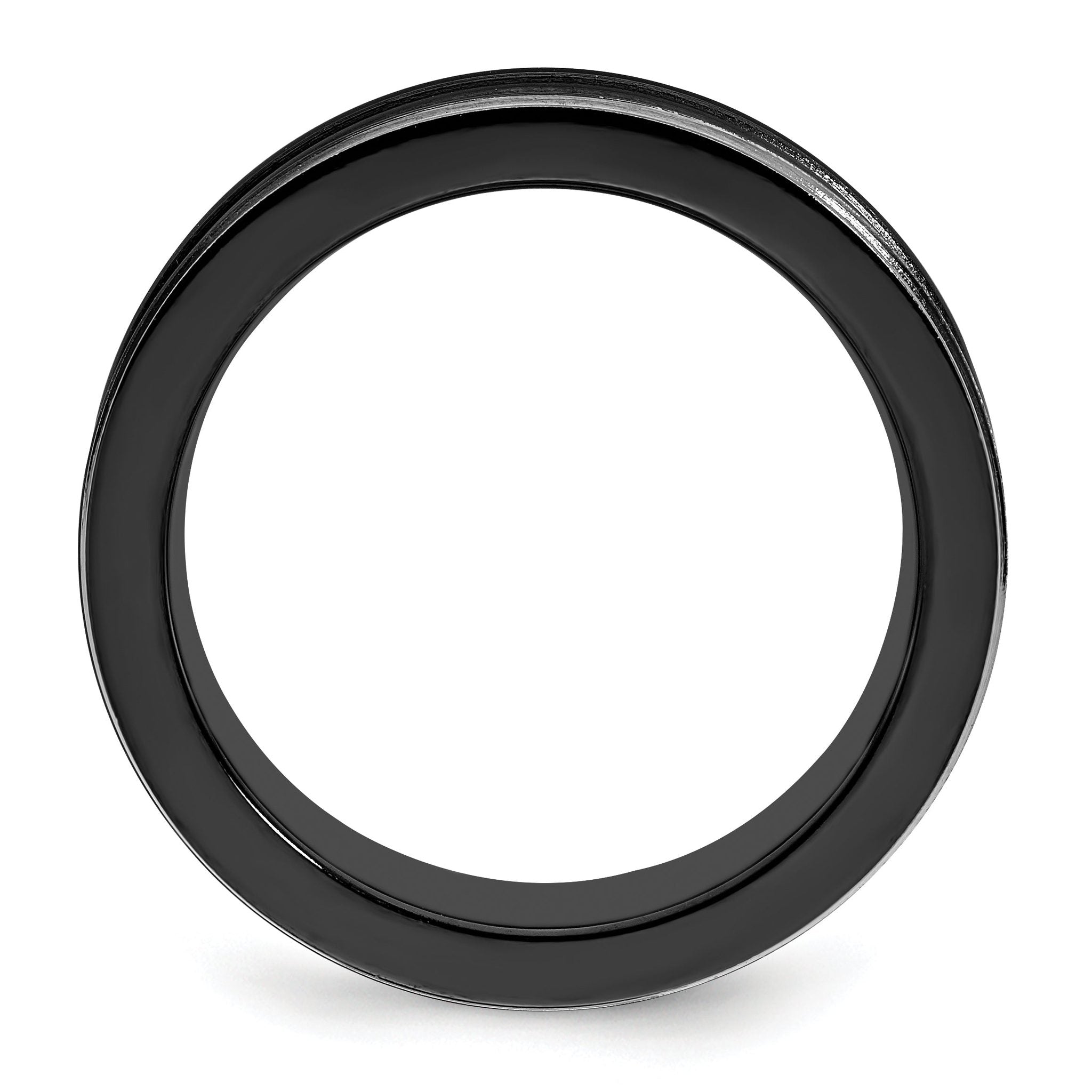 Grooved Concave Wedding Band in Black Titanium, 7mm Secondary image