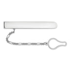 Sterling Silver 925 Tie Clip with Rhodium Polished Finish Engravable