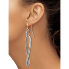 14K White Gold Textured Twisted Dangle Earrings with Rhodium Finish