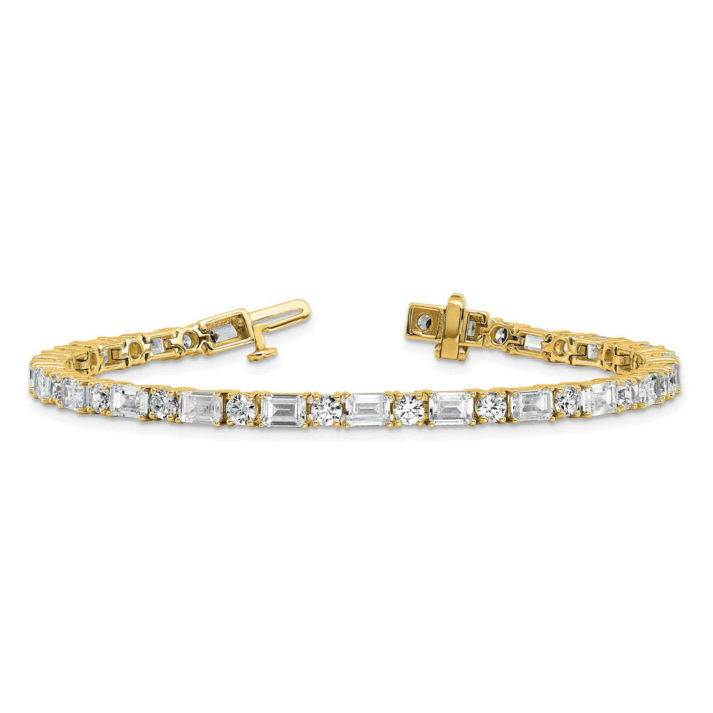 14k 10 carat Lab Grown Diamond VS+ F+ Complete Emerald and Round Tennis Bracelet