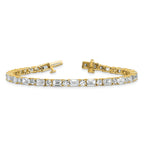14k 10 carat Lab Grown Diamond VS+ F+ Complete Emerald and Round Tennis Bracelet