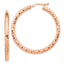 14k Rose Gold 3x38mm Diamond-cut Hoop Earrings
