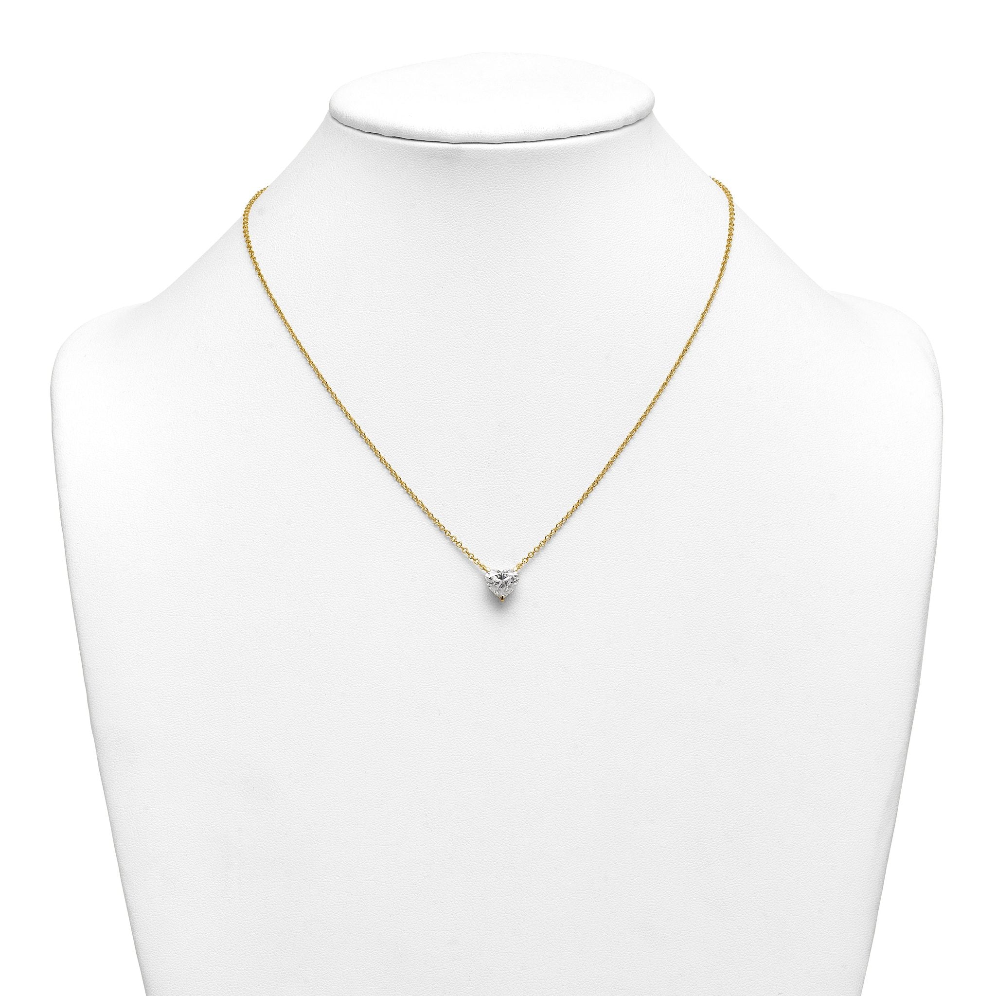 14ky Heart Certified Lab Grown VS/SI+ G+ Complete Diamond Pendant with Chai