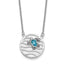 Sterling Silver Rhodium-Rhodium-Plated Polished and Antiqued Blue Crystal Sliding Turtle 15.5 inch with a 2 inch extention Necklace