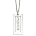Sterling Silver Open Rectangle with Mother of Pearl Dangles 18.25 inch Necklace