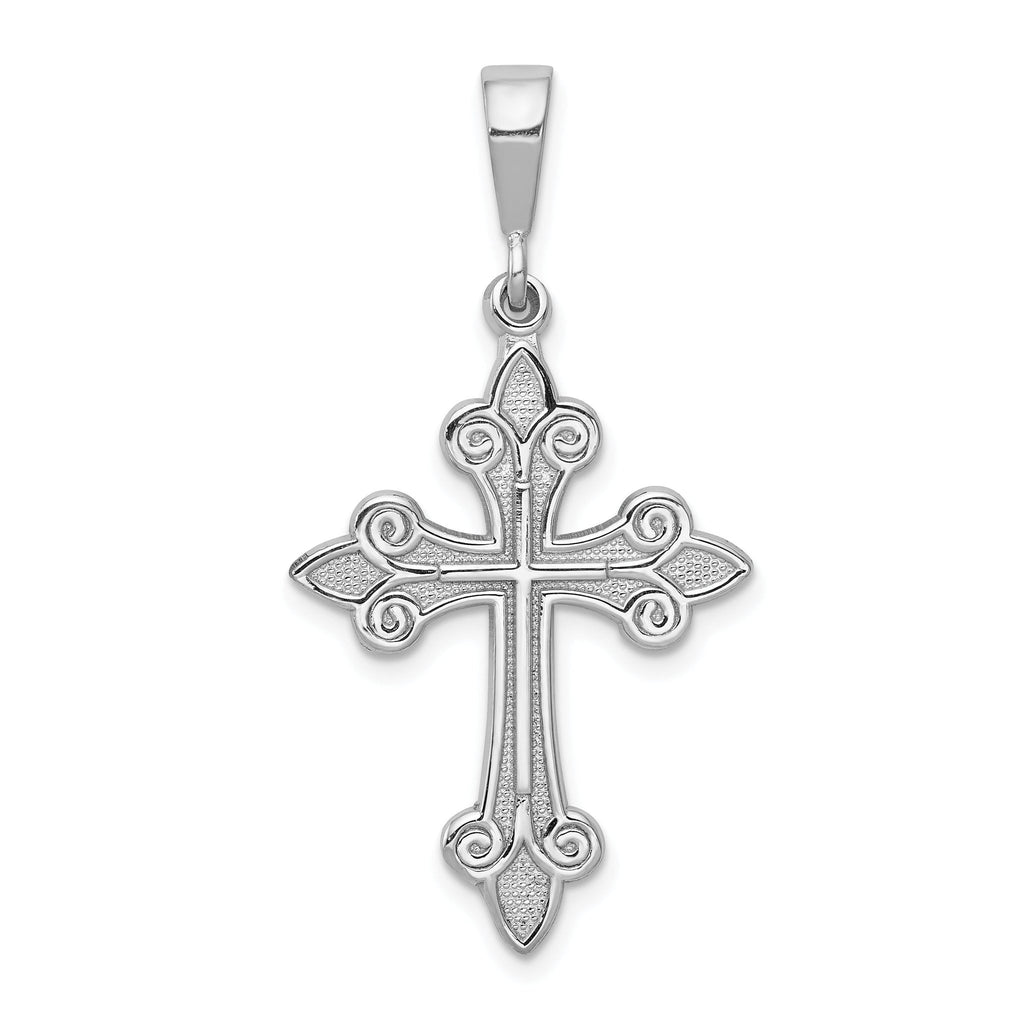 14K White Gold Cross Pendant with Rhodium Plating  Elegant and Timeless Design
