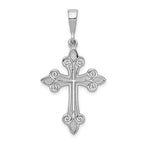 14K White Gold Cross Pendant with Rhodium Plating  Elegant and Timeless Design