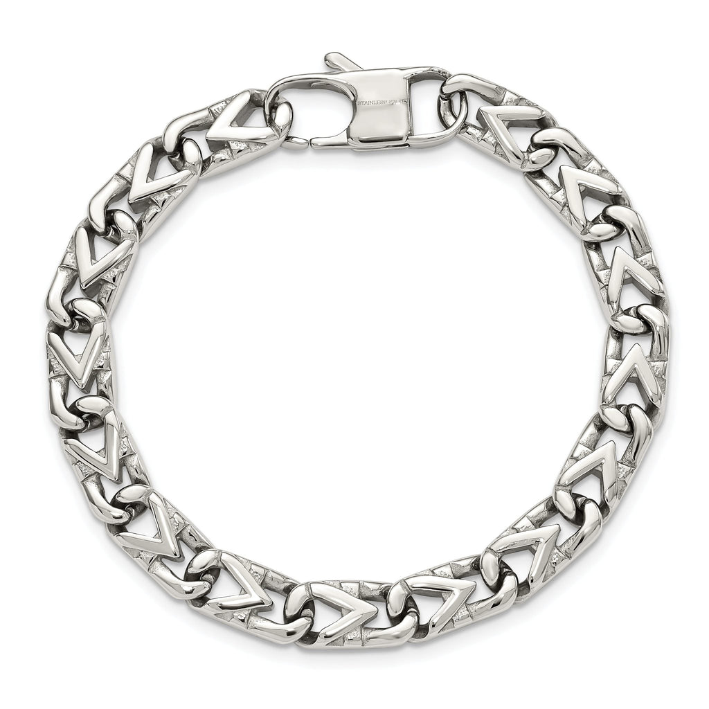 Stainless Steel Polished 8mm Fancy Link Bracelet