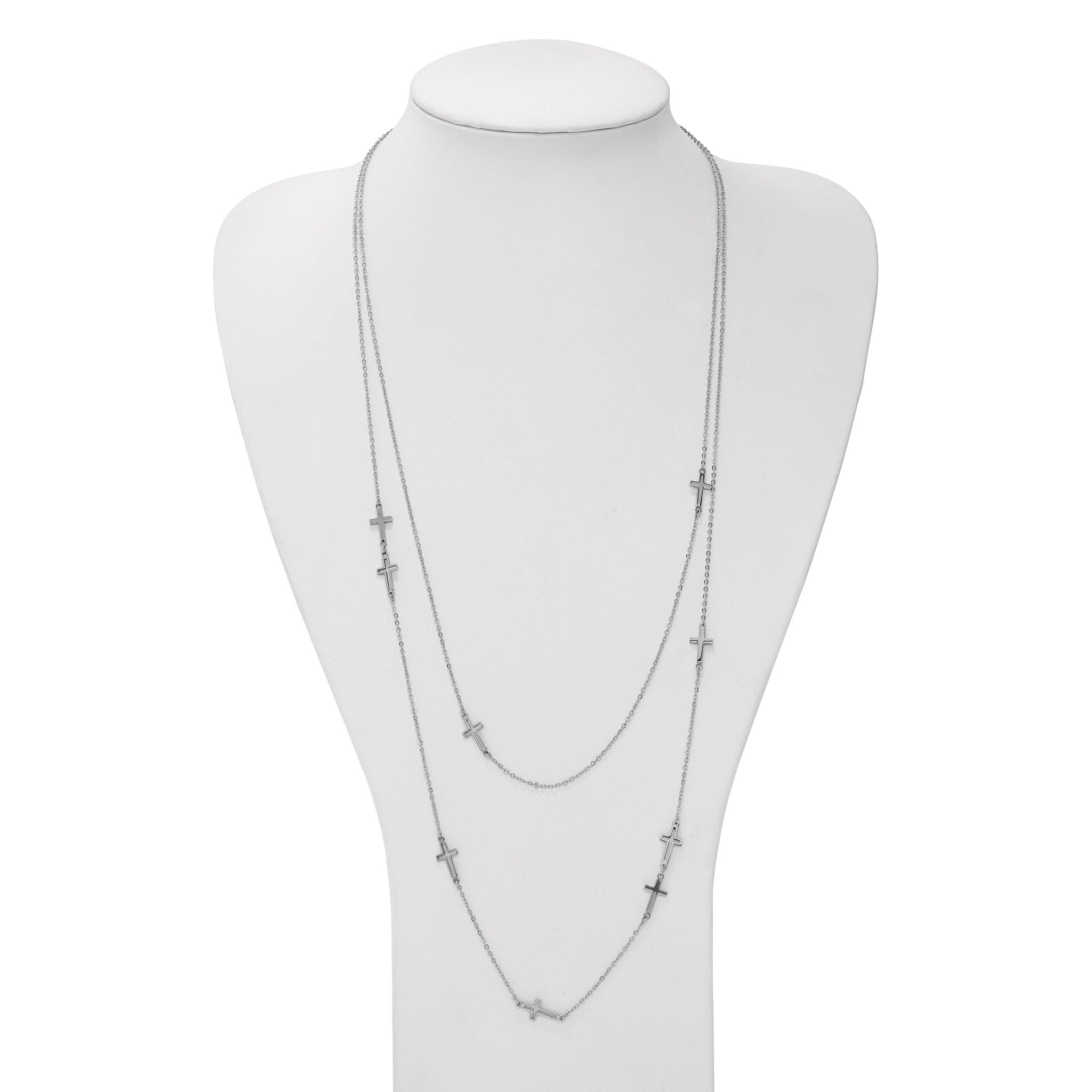 Two-Strand Cross Necklace in Stainless Steel