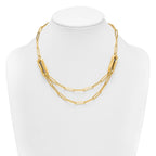 14k Polished And Brushed Double Layer Paperclip Link 18.25 inch Necklace