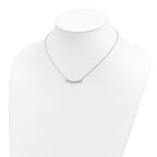 Sterling Silver Rhodium-plated With 2in ext Heart Bar Necklace