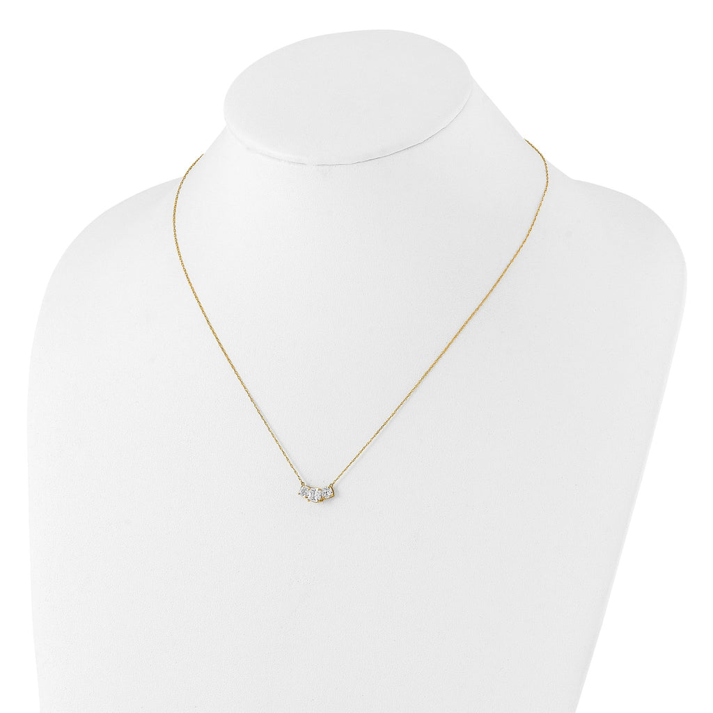 10K Polished 3-Stone CZ Necklace