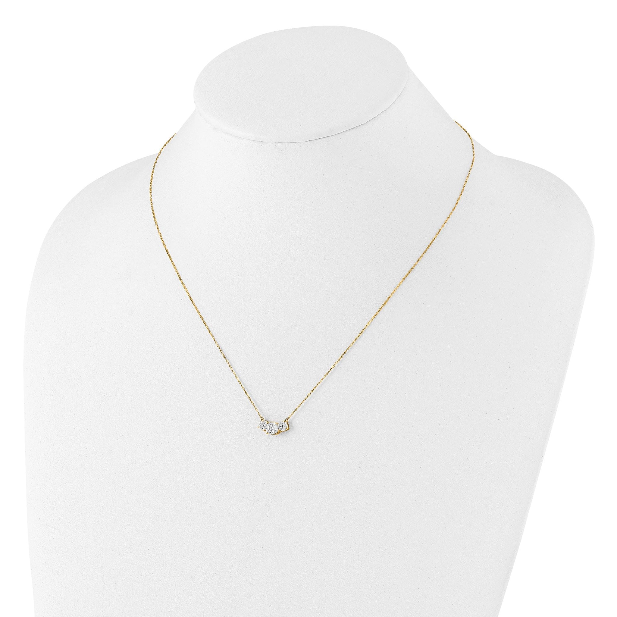 10K Polished 3-Stone CZ Necklace
