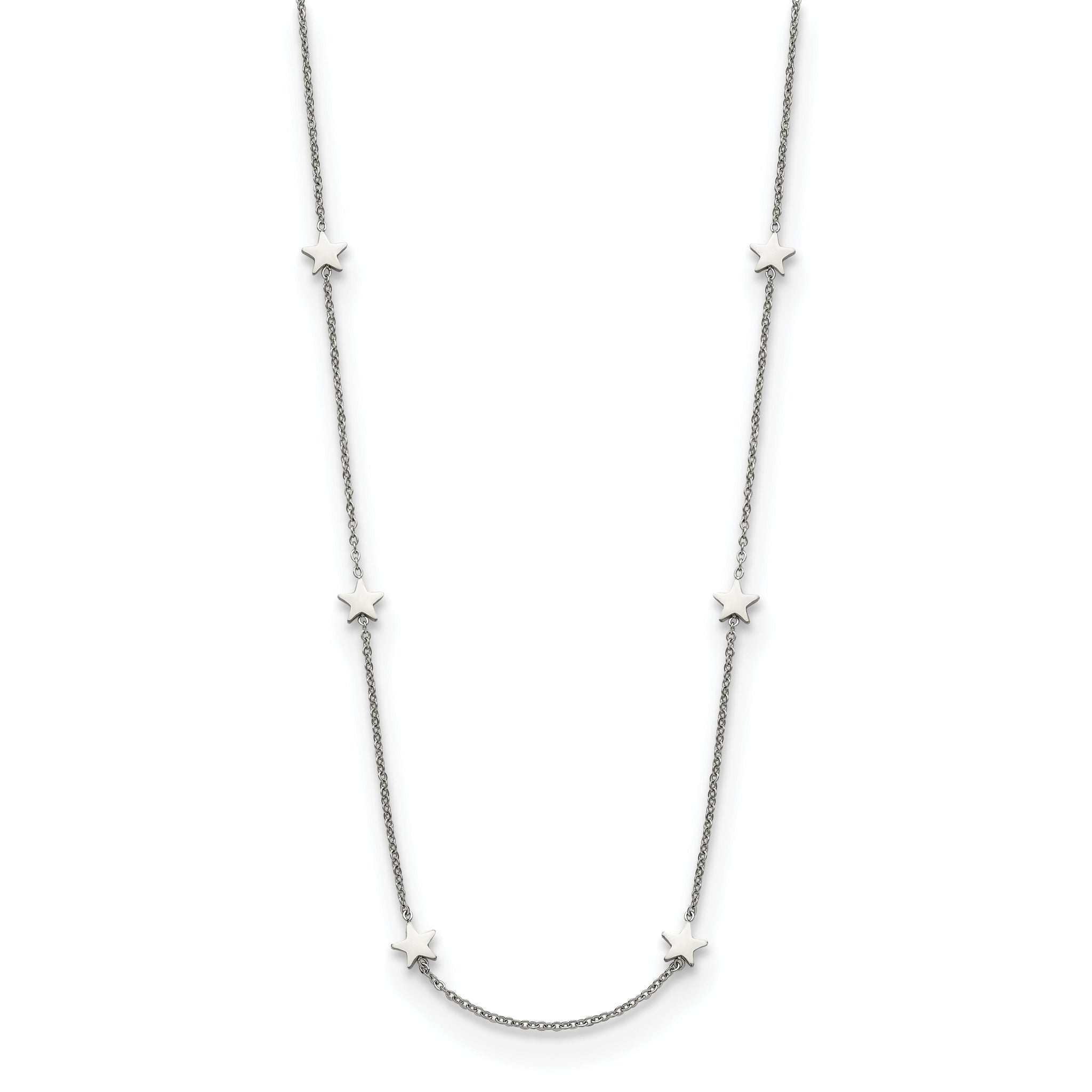 Chisel Stainless Steel Polished Stars on a 35 inch Cable Chain Necklace Main image