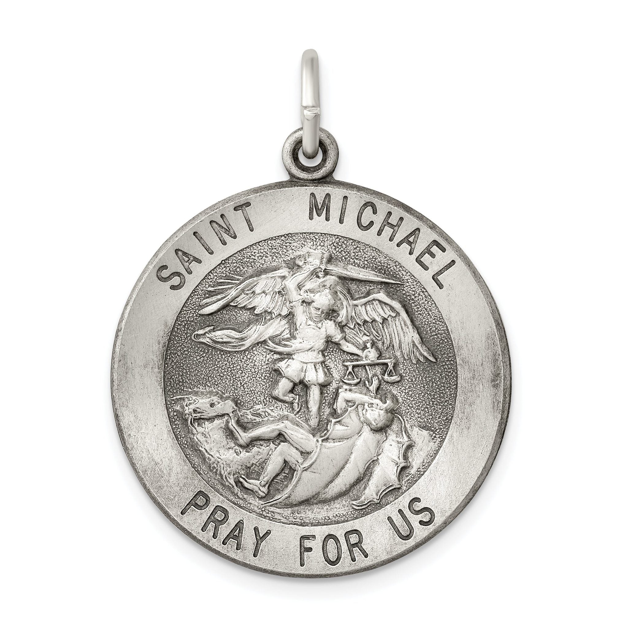 Sterling Silver Antiqued Saint Michael Medal Main image
