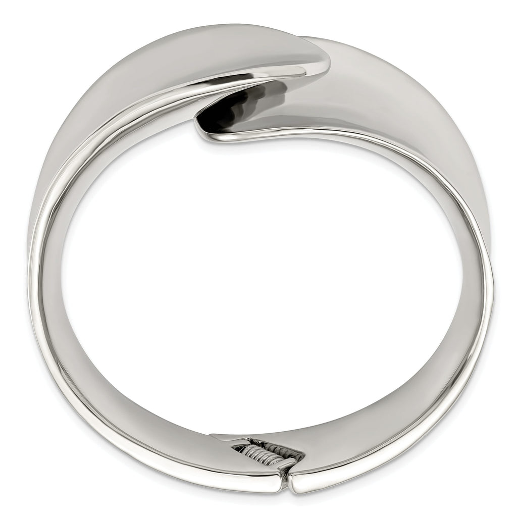 Stainless Steel Polished Hinged Bangle Bracelet for Women