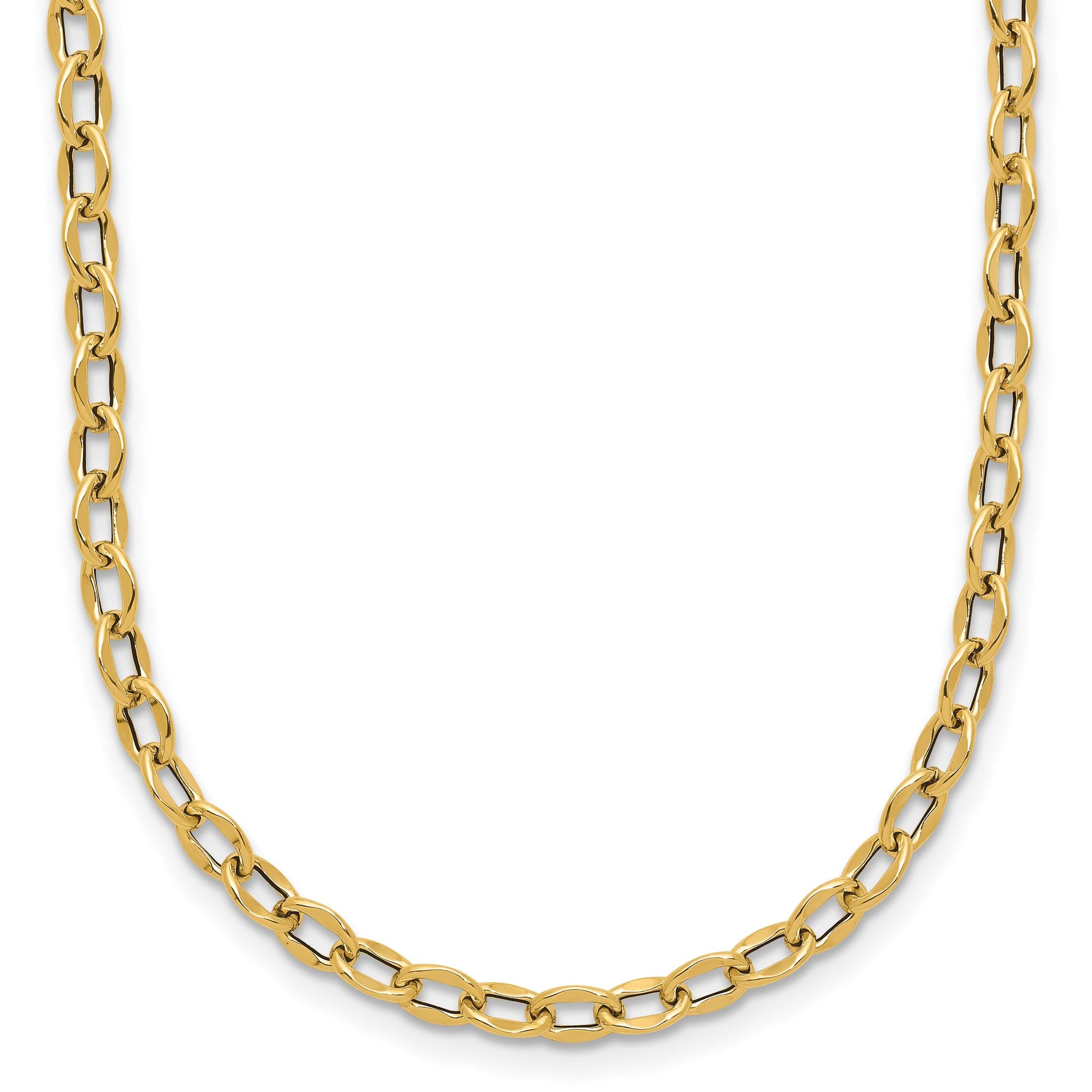 14K Polished Fancy Flat Cable Link Necklace Main image