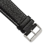 Sport Watch Band in Black Leather with White Stitching, 26mm