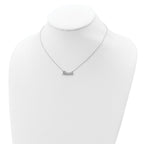 Sterling Silver Rhodium-plated CZ LOVE With 1in ext Necklace