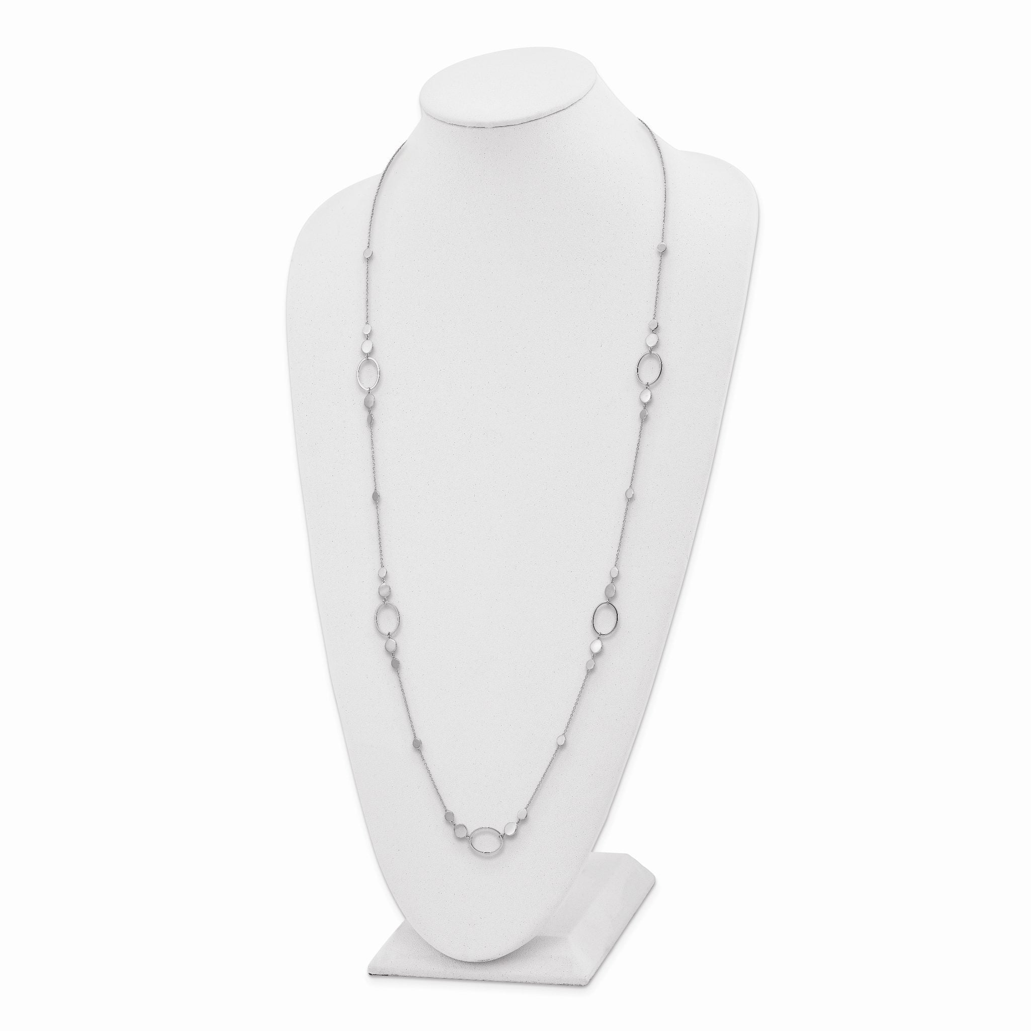 Sterling Silver Rhodium-plated Polished Ovals and Discs Necklace Secondary image