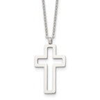 Cut-Out Cross Pendant Necklace in Stainless Steel