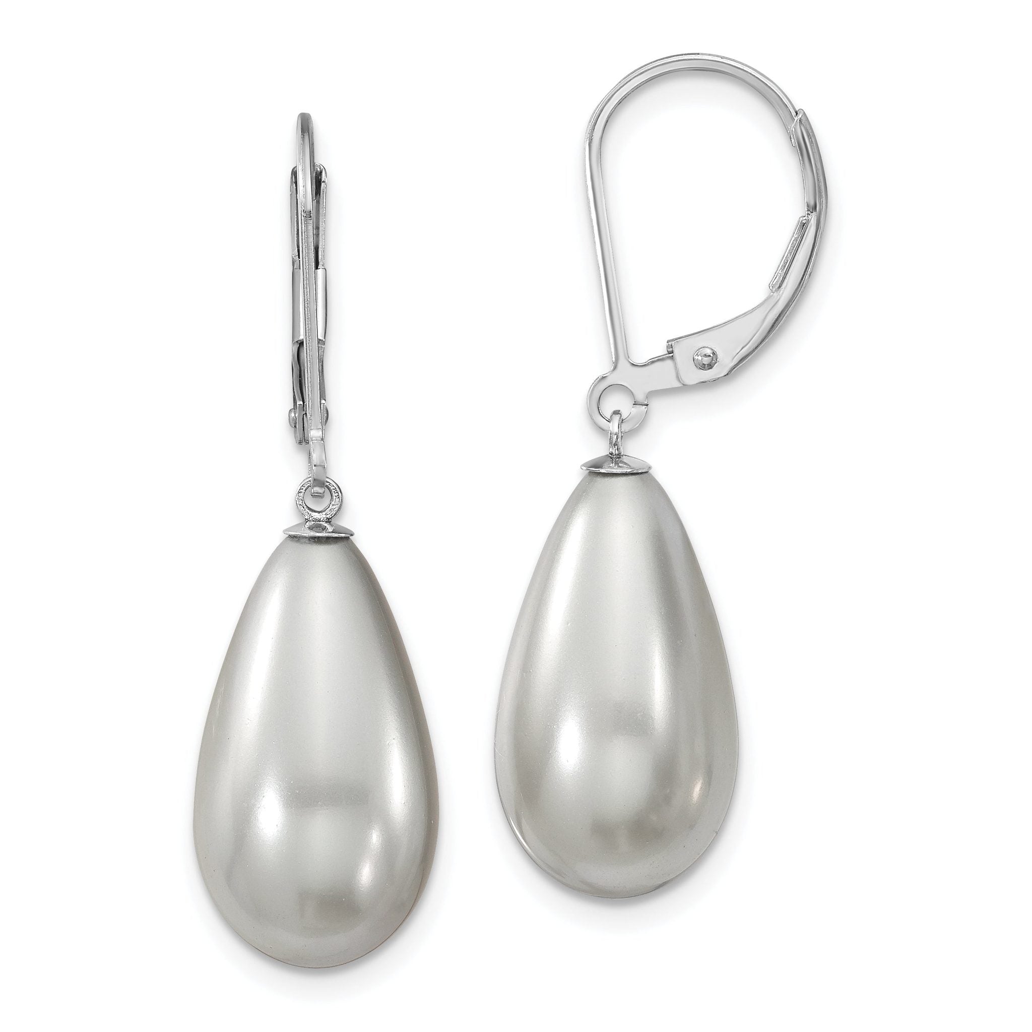 Majestik 925 Sterling Silver Rhodium-Plated Teardrop Shell Pearl Dangle Earrings Main image