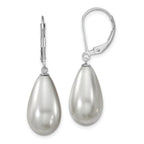 Majestik 925 Sterling Silver Rhodium-Plated Teardrop Shell Pearl Dangle Earrings