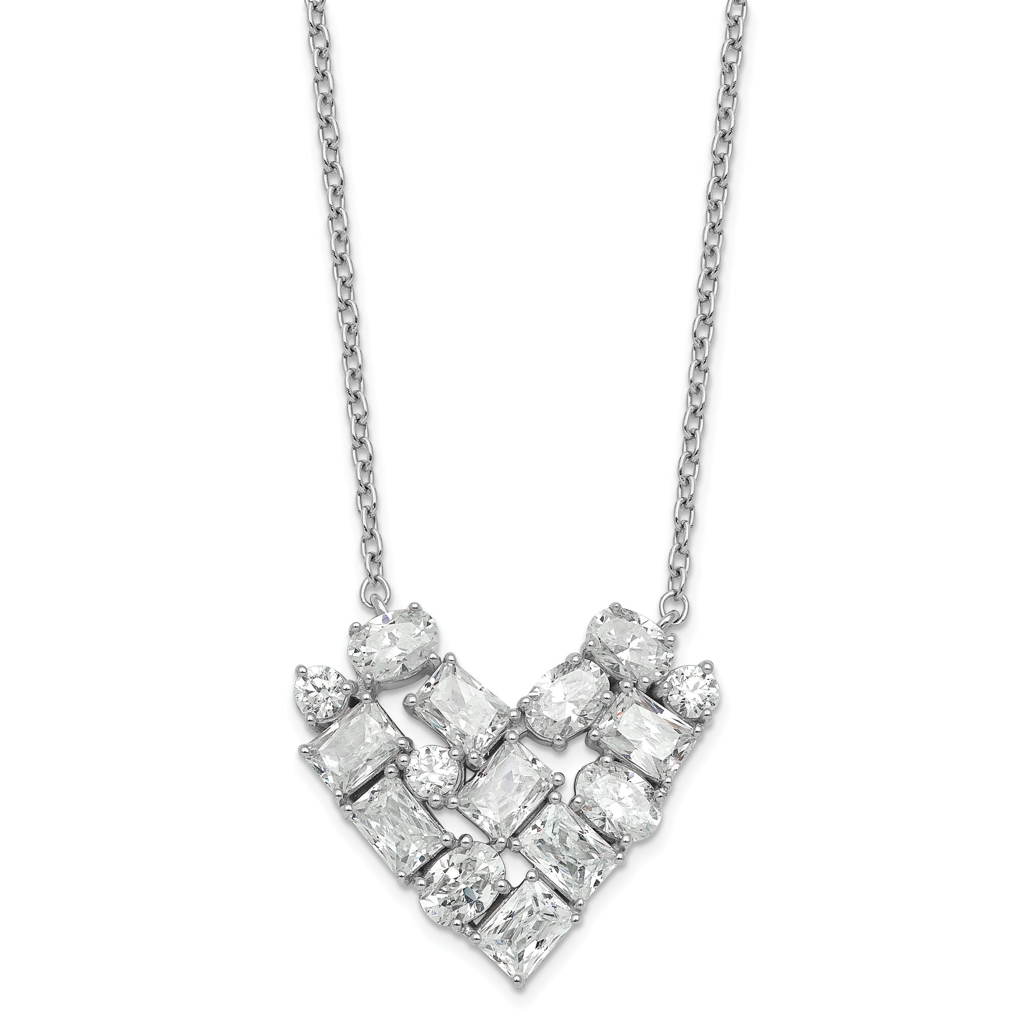 14k White Gold 1 1/4 carat Lab Grown Diamond VS/SI+ G+ Complete 18 inch Cluster Heart Necklace Main image