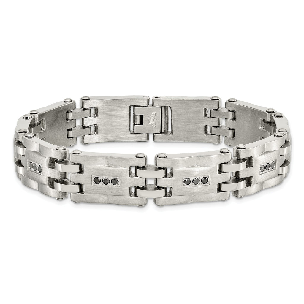 Stainless Steel Brushed and Polished with 3/4 carat Diamond Bracelet for Men
