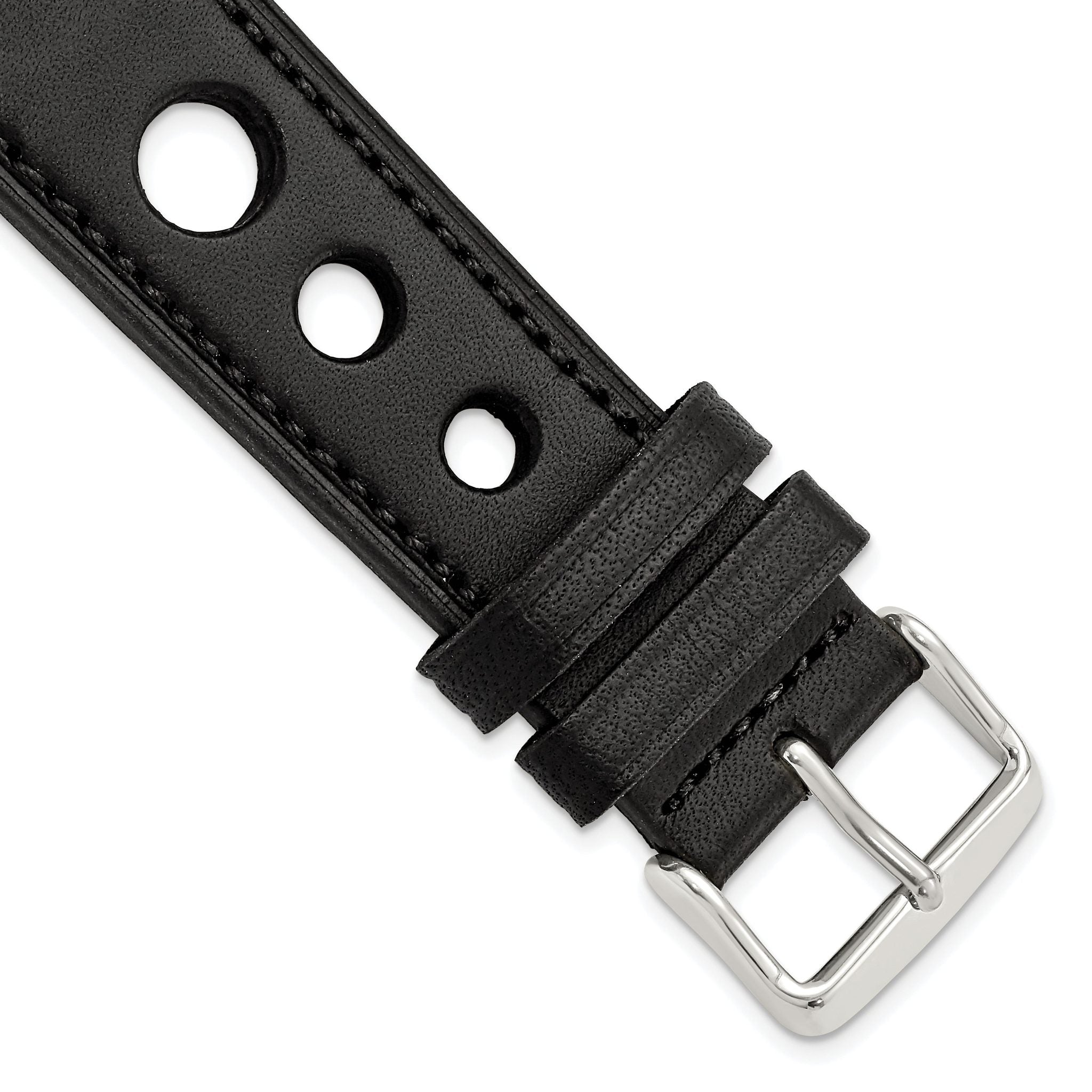 Grand Prix Leather Watch Band in Black, 20mm