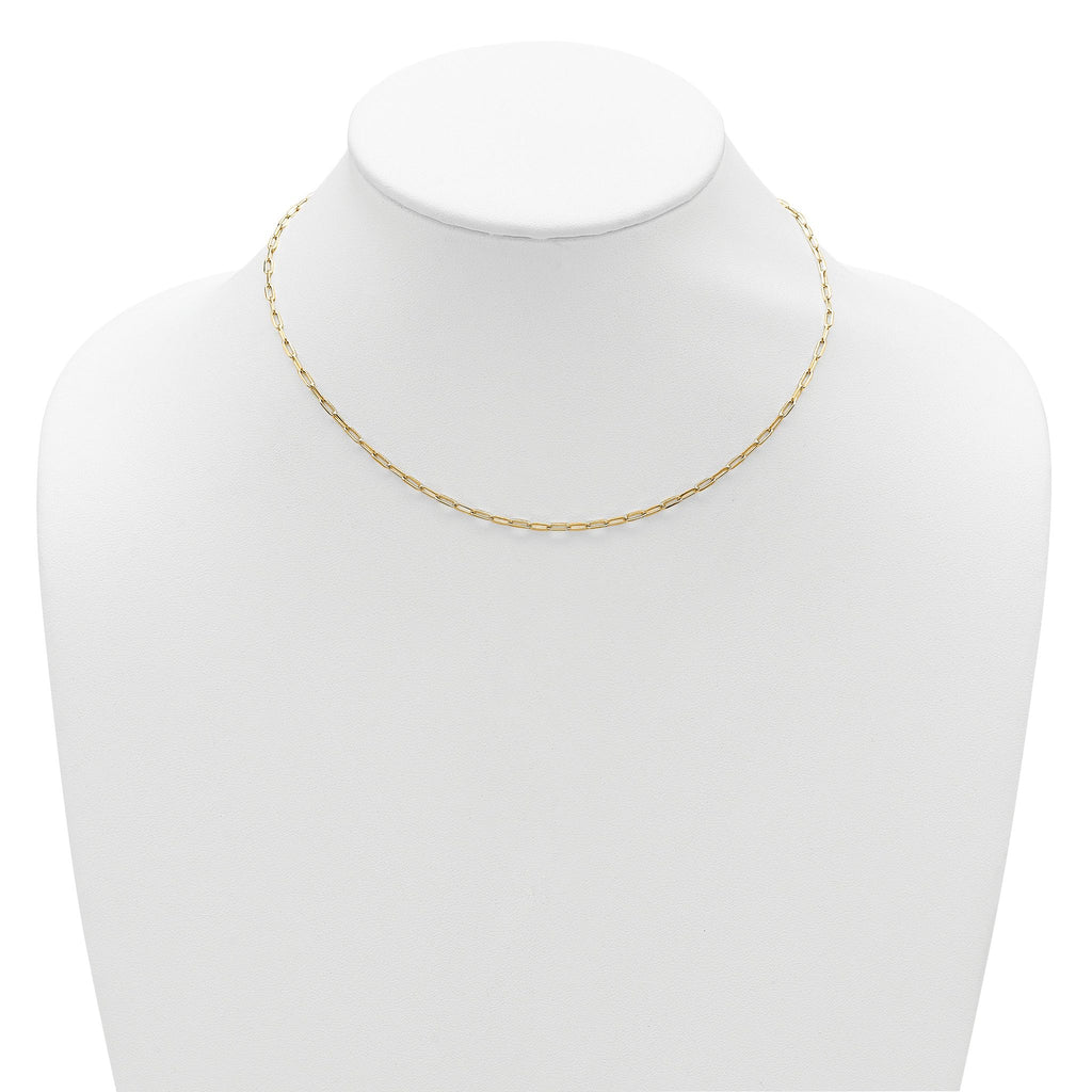 Sterling Silver Gold-plt 2.3mm Paperclip 1in+1in Adjustable Chain